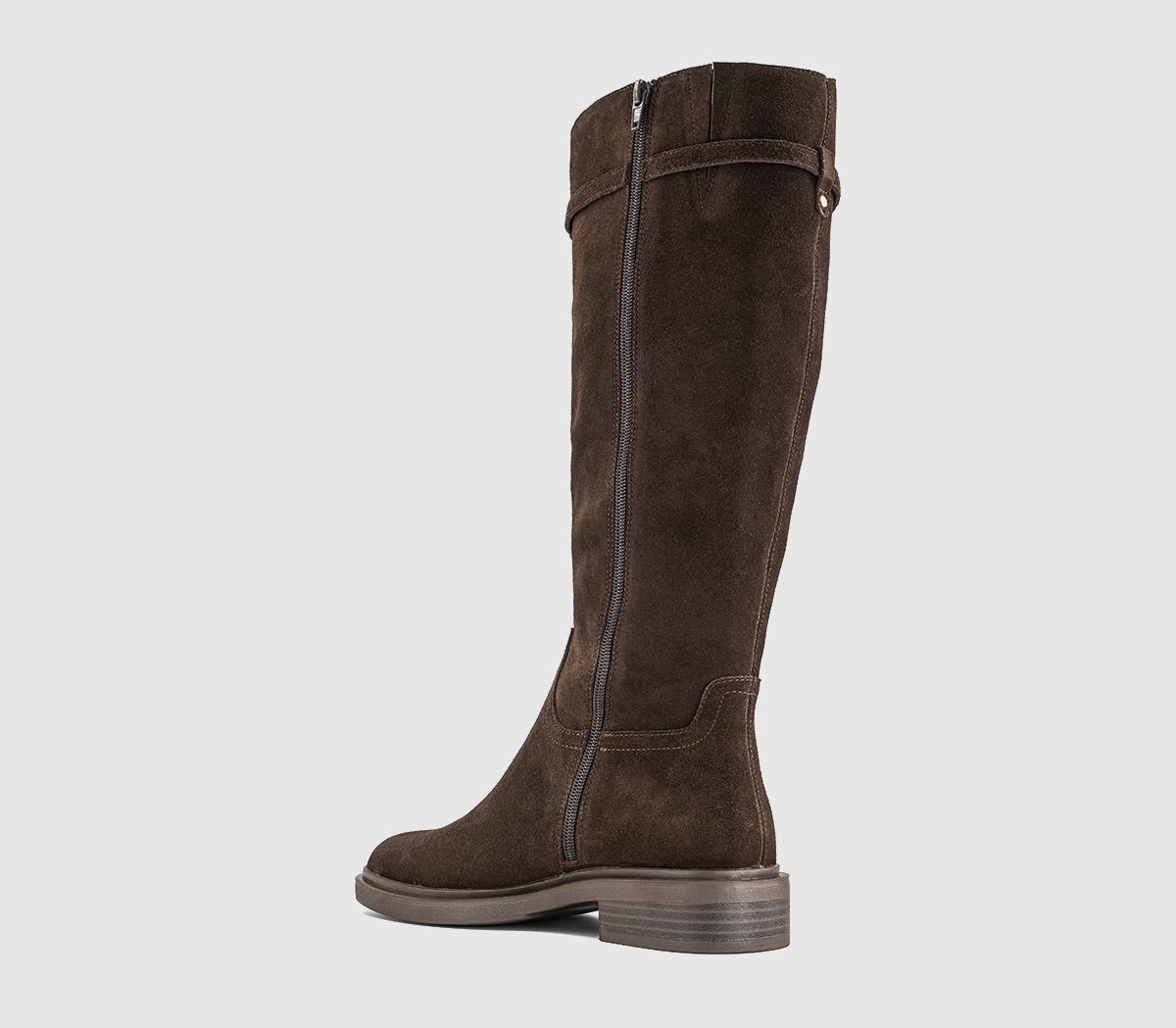 OFFICEKoast Knee High Buckle Detial BootsBrown Suede