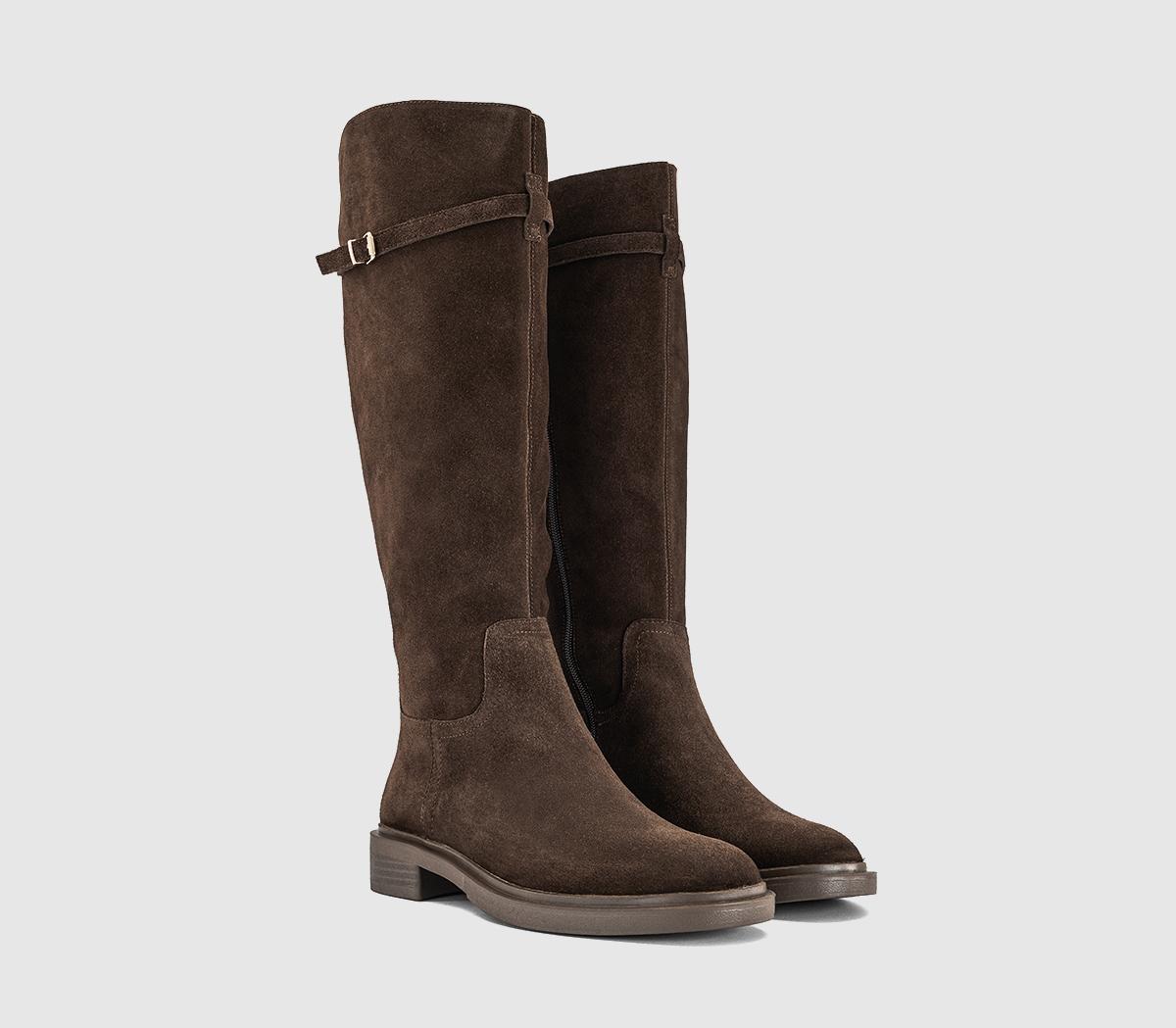OFFICEKoast Knee High Buckle Detial BootsBrown Suede