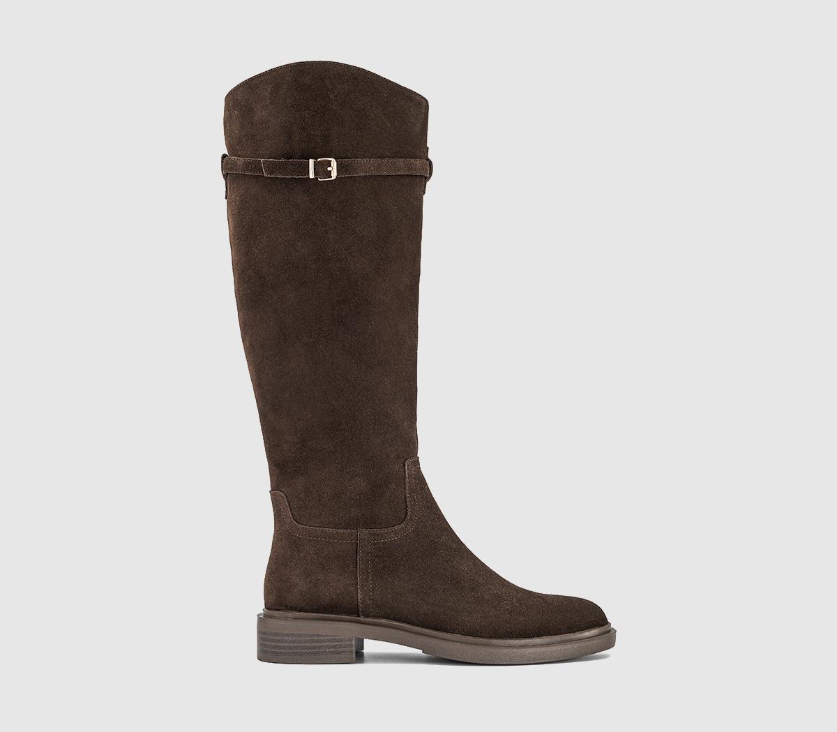 OFFICEKoast Knee High Buckle Detial BootsBrown Suede