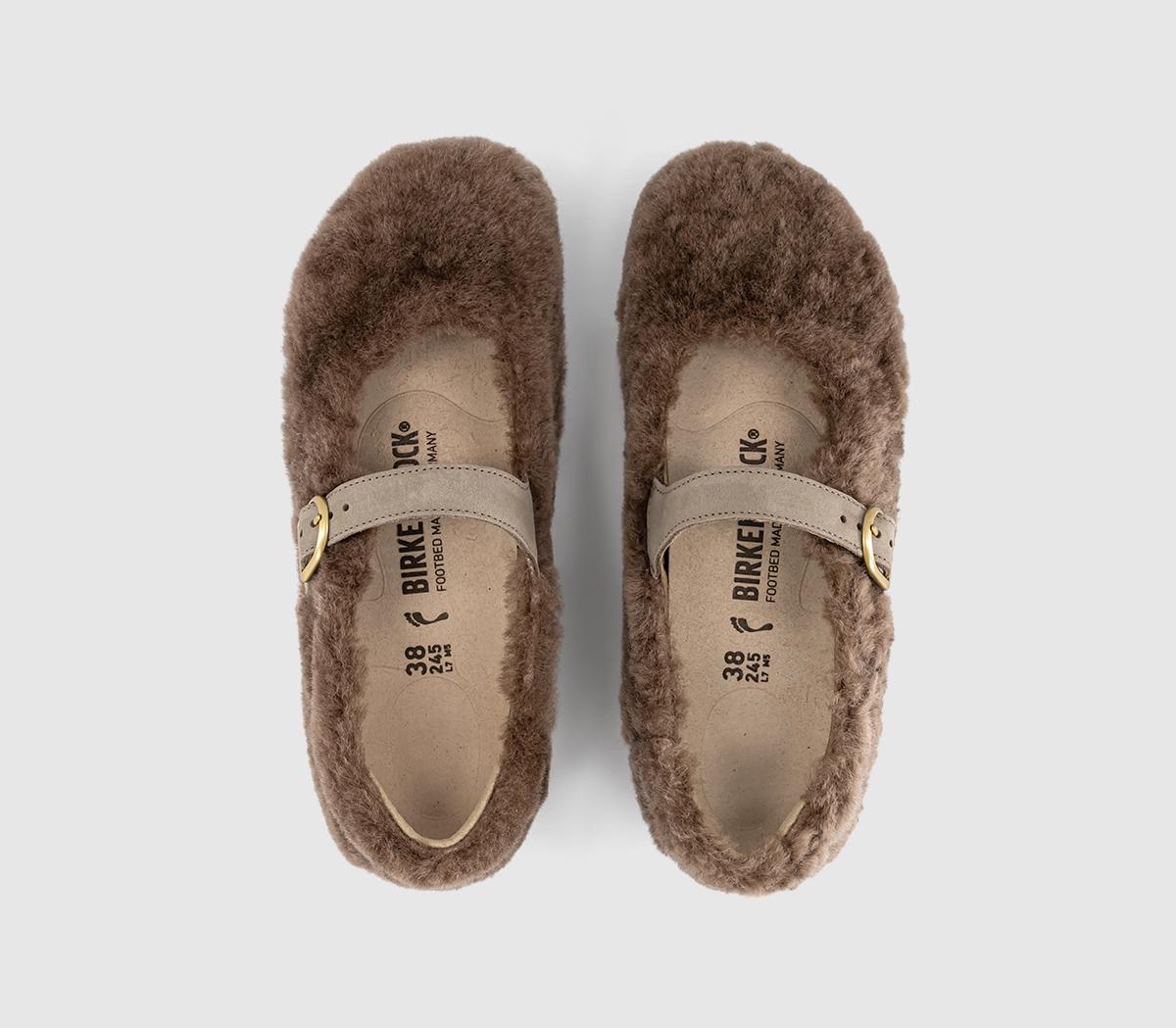 BIRKENSTOCKSanta Clarita Shearling Mary JanesGrey Taupe