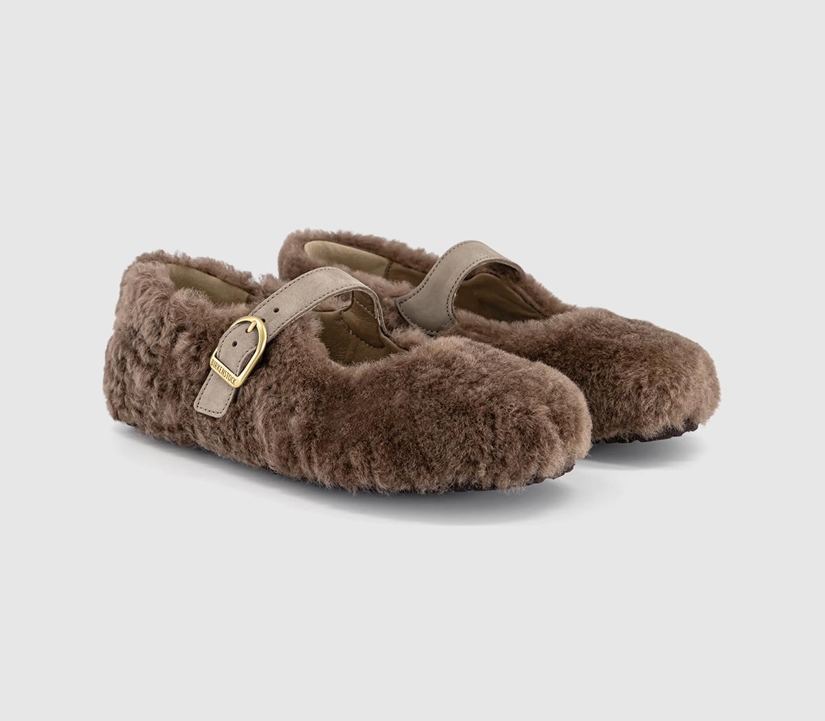 BIRKENSTOCKSanta Clarita Shearling Mary JanesGrey Taupe