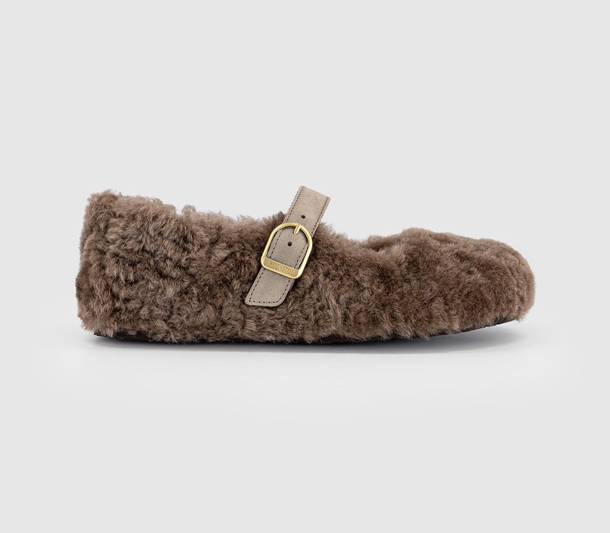 BIRKENSTOCKSanta Clarita Shearling Mary JanesGrey Taupe
