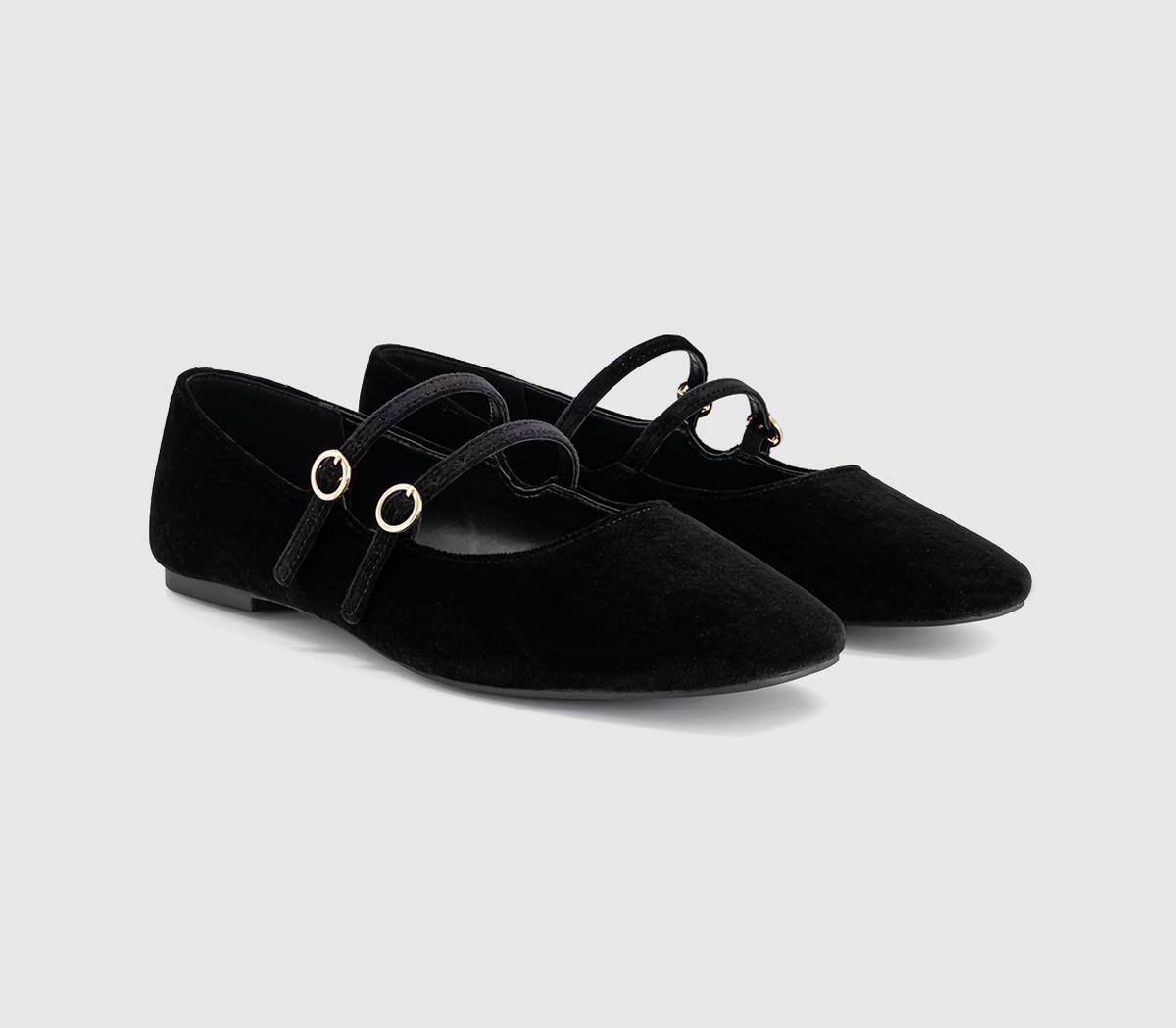 OFFICEFlamboyant Double Strap Mary JanesBlack Velvet