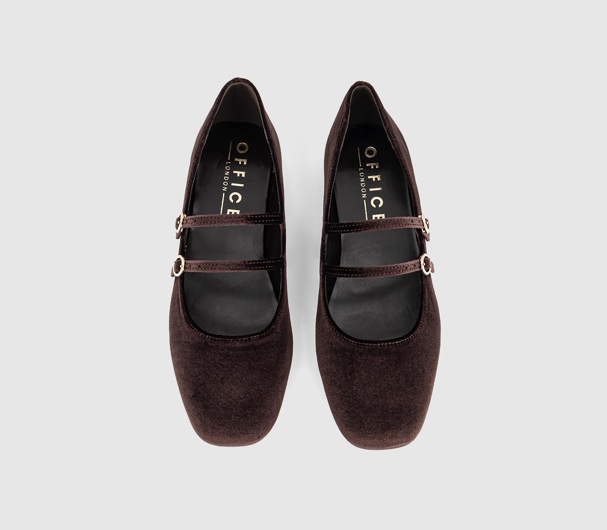 OFFICEFlamboyant Double Strap Mary JanesBrown Velvet