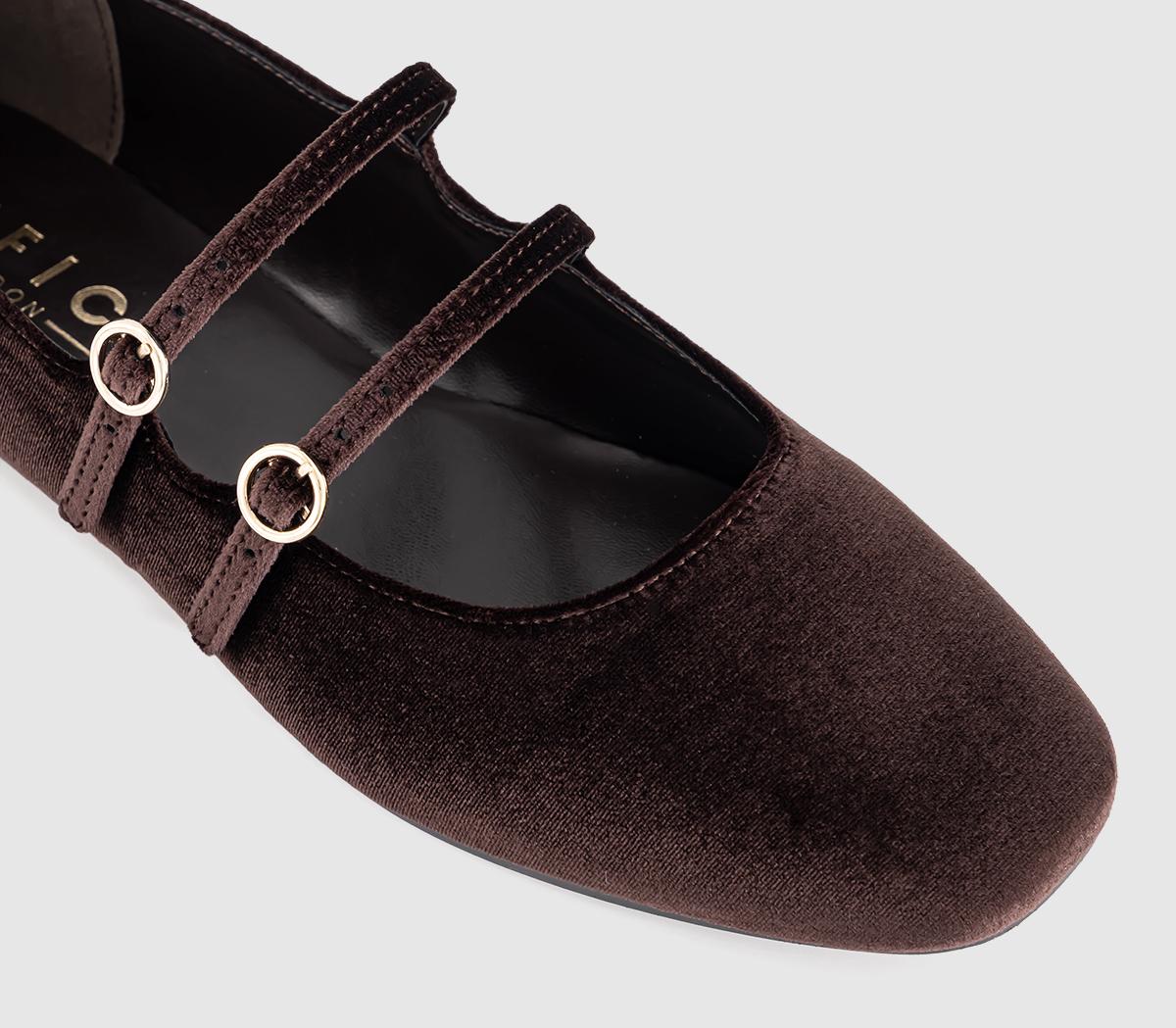 OFFICEFlamboyant Double Strap Mary JanesBrown Velvet