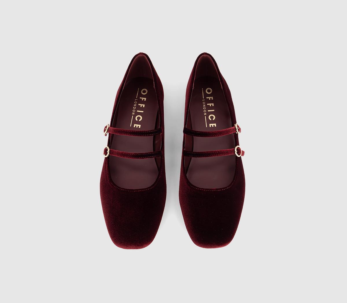 OFFICEFlamboyant Double Strap Mary JanesBurgundy Velvet