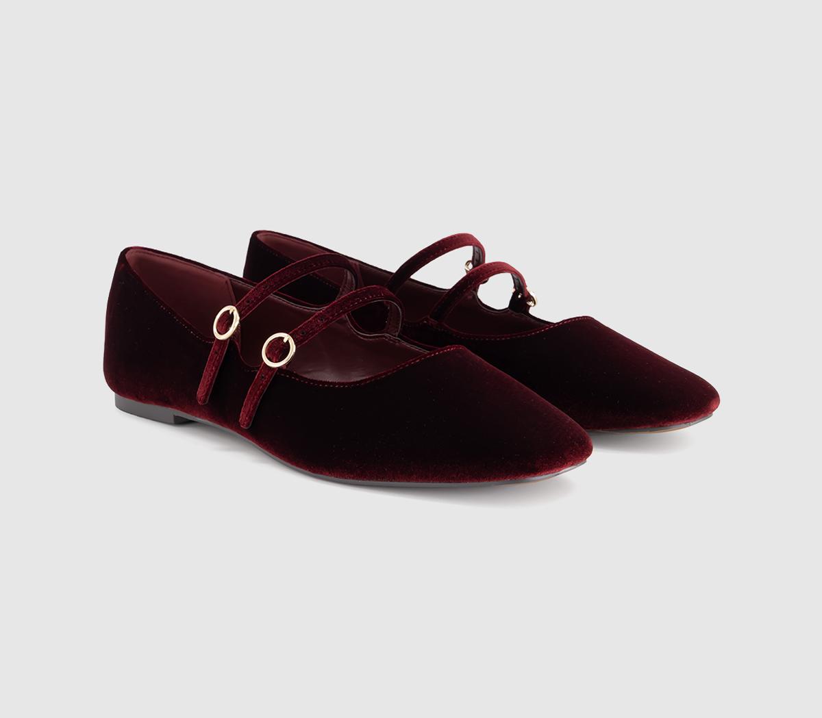 OFFICEFlamboyant Double Strap Mary JanesBurgundy Velvet
