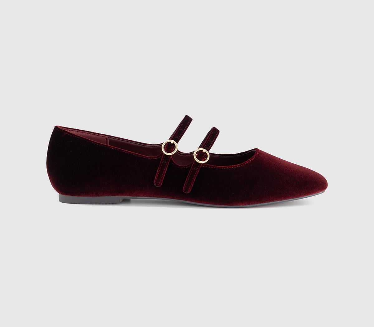 OFFICEFlamboyant Double Strap Mary JanesBurgundy Velvet