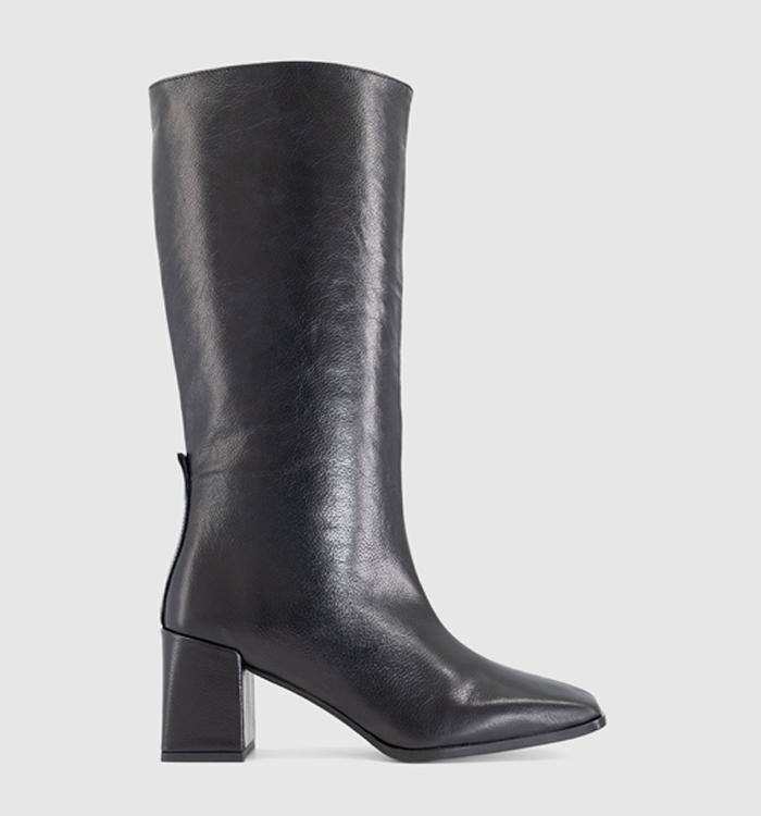 OFFICE Office Studio: Kingsley Square Toe Pull On Boots Black Leather