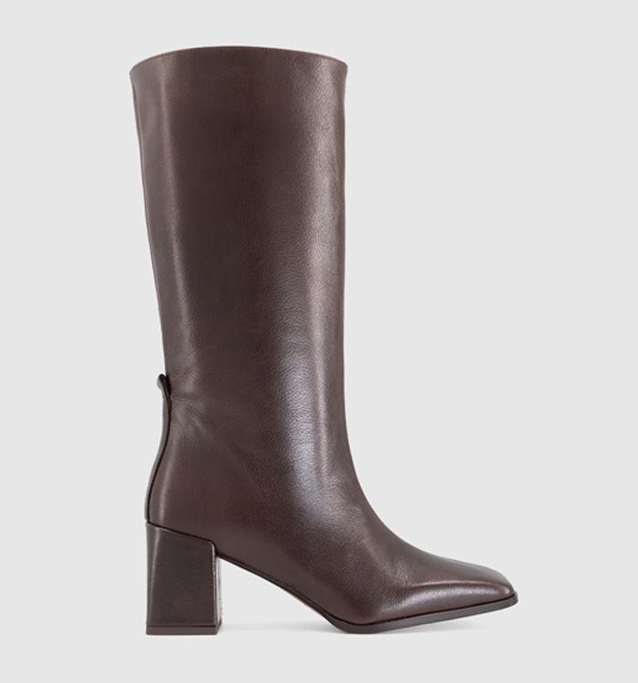 OFFICE Office Studio: Kingsley Square Toe Pull On Boots Brown Leather