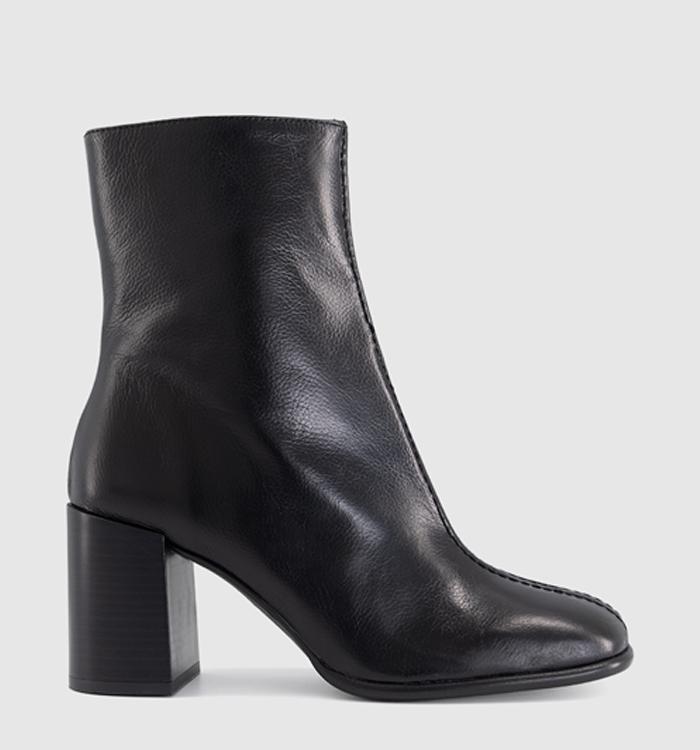 OFFICE Office Studio: Allegra Centre Seam Block Heel Boots Black Leather