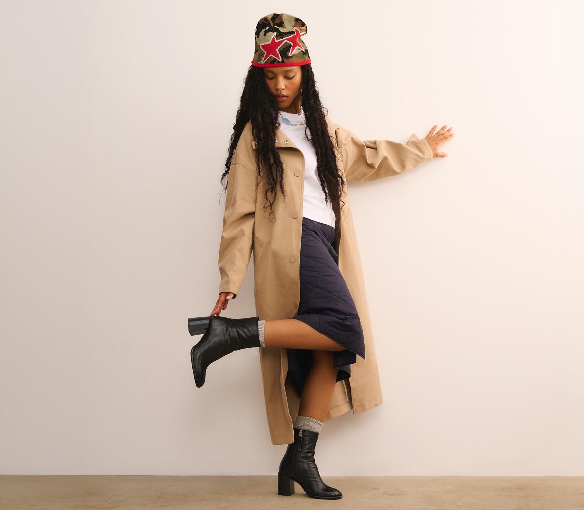 OFFICEOffice Studio: Allegra Centre Seam Block Heel BootsBlack Leather