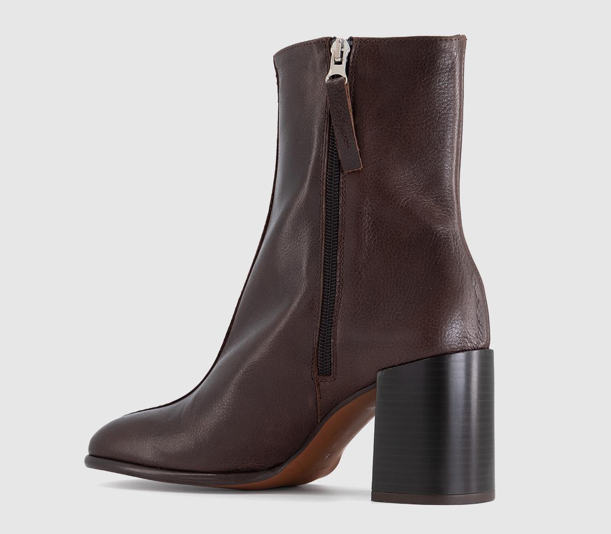 OFFICEOffice Studio: Allegra Centre Seam Block Heel BootsBrown Leather