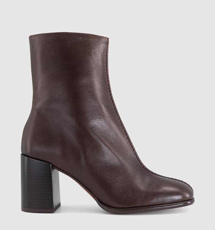 OFFICE Office Studio: Allegra Centre Seam Block Heel Boots Brown Leather