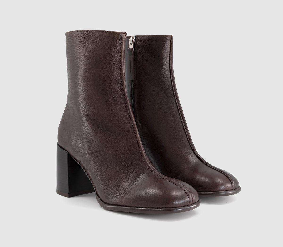 OFFICEOffice Studio: Allegra Centre Seam Block Heel BootsBrown Leather
