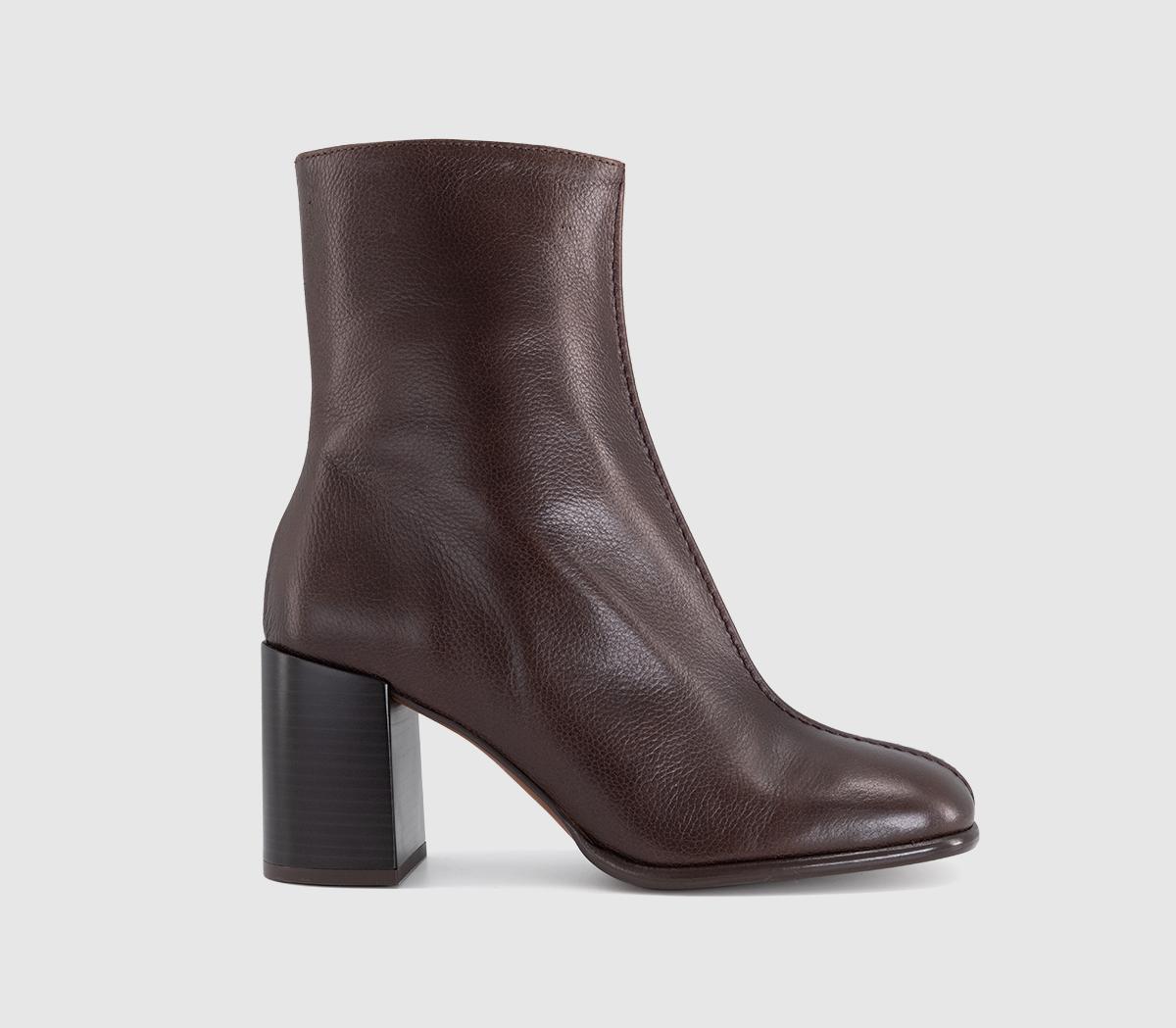 OFFICEOffice Studio: Allegra Centre Seam Block Heel BootsBrown Leather