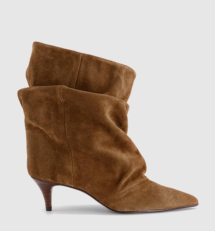 OFFICE Office Studio: Aria Ruched Ankle Boots Tan Suede
