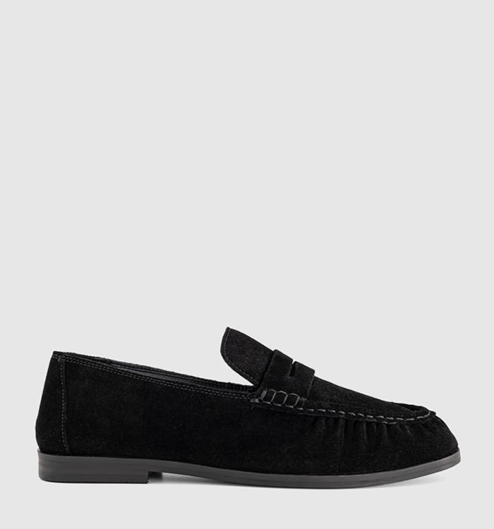 OFFICE Figure Ruched Loafers Black Suede