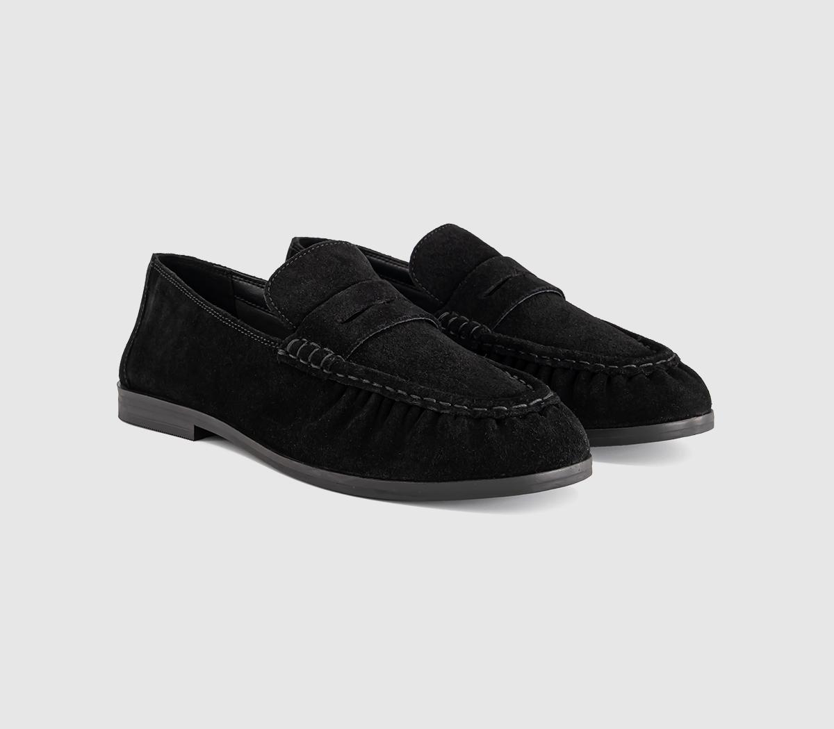 OFFICEFigure Ruched LoafersBlack Suede