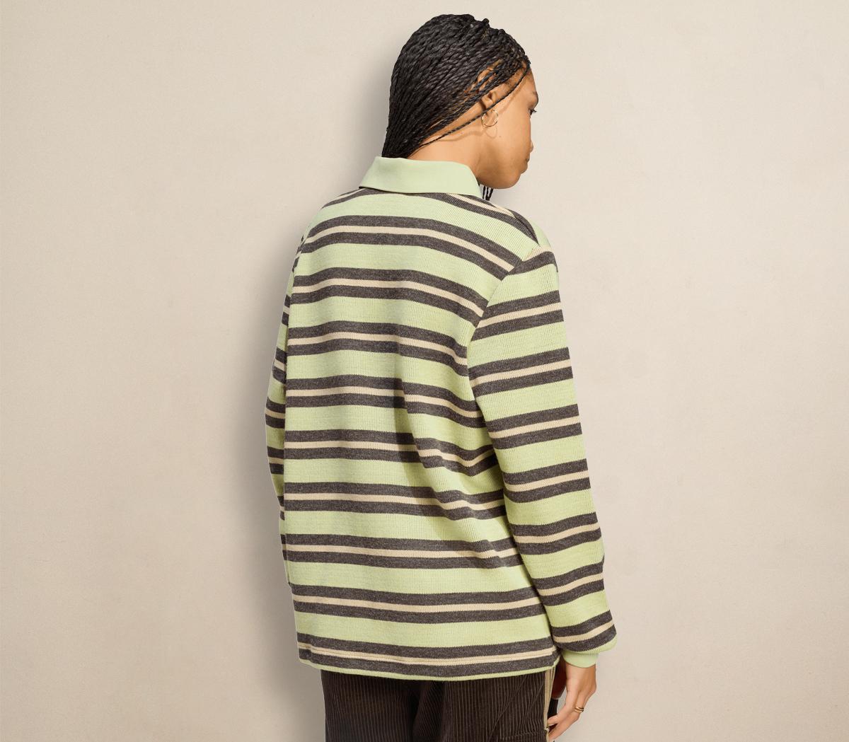 adidasAdidas Stripe Knitted Polo Magic Lime Night Brown Khaki