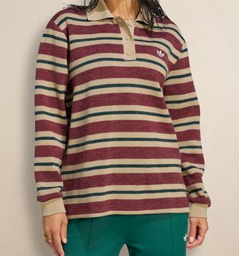 adidas Adidas Stripe Knitted Polo Shadow Red Khaki Aurora Ivy