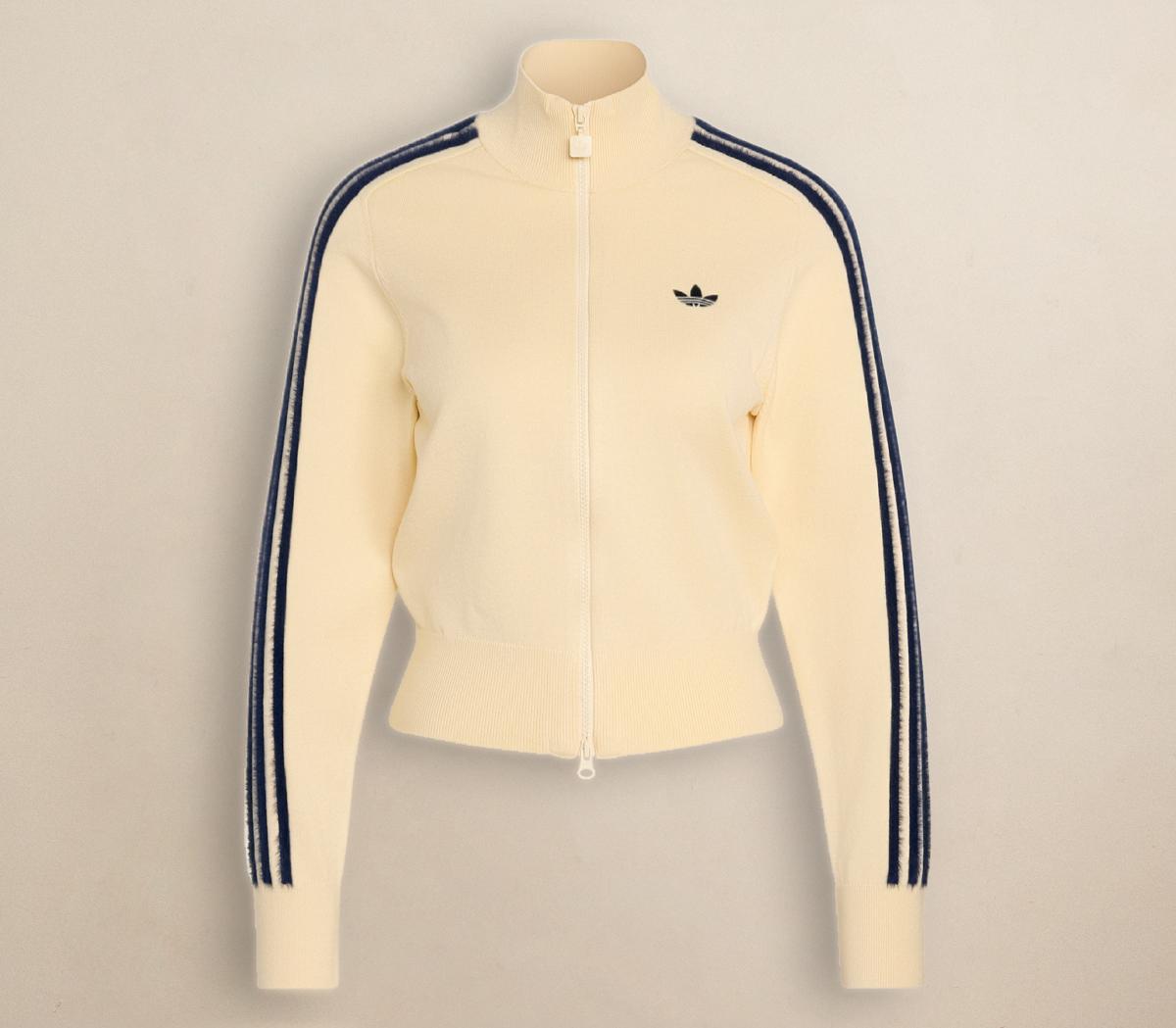 adidasadidas Knit Fluffy Track TopWarm Vanilla Night Indigo