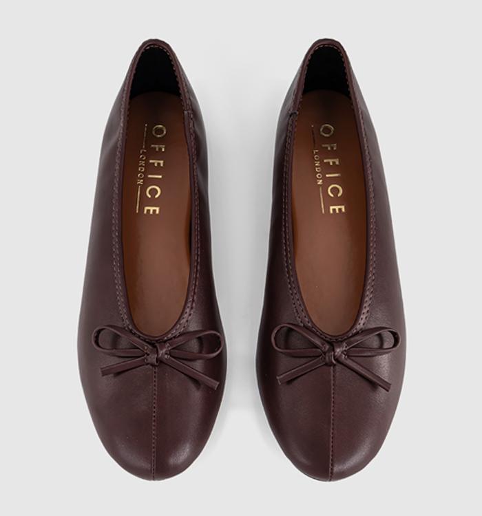 OFFICE Fion High Cut Bow Ballet Pumps Brown