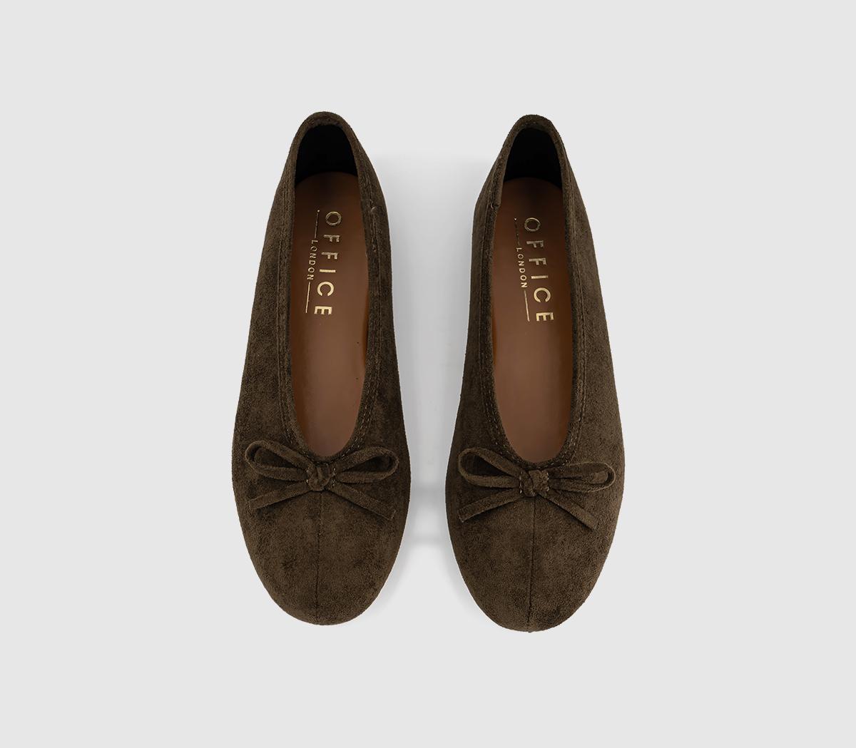 OFFICEFion High Cut Bow Ballet FlatsOlive Faux Suede