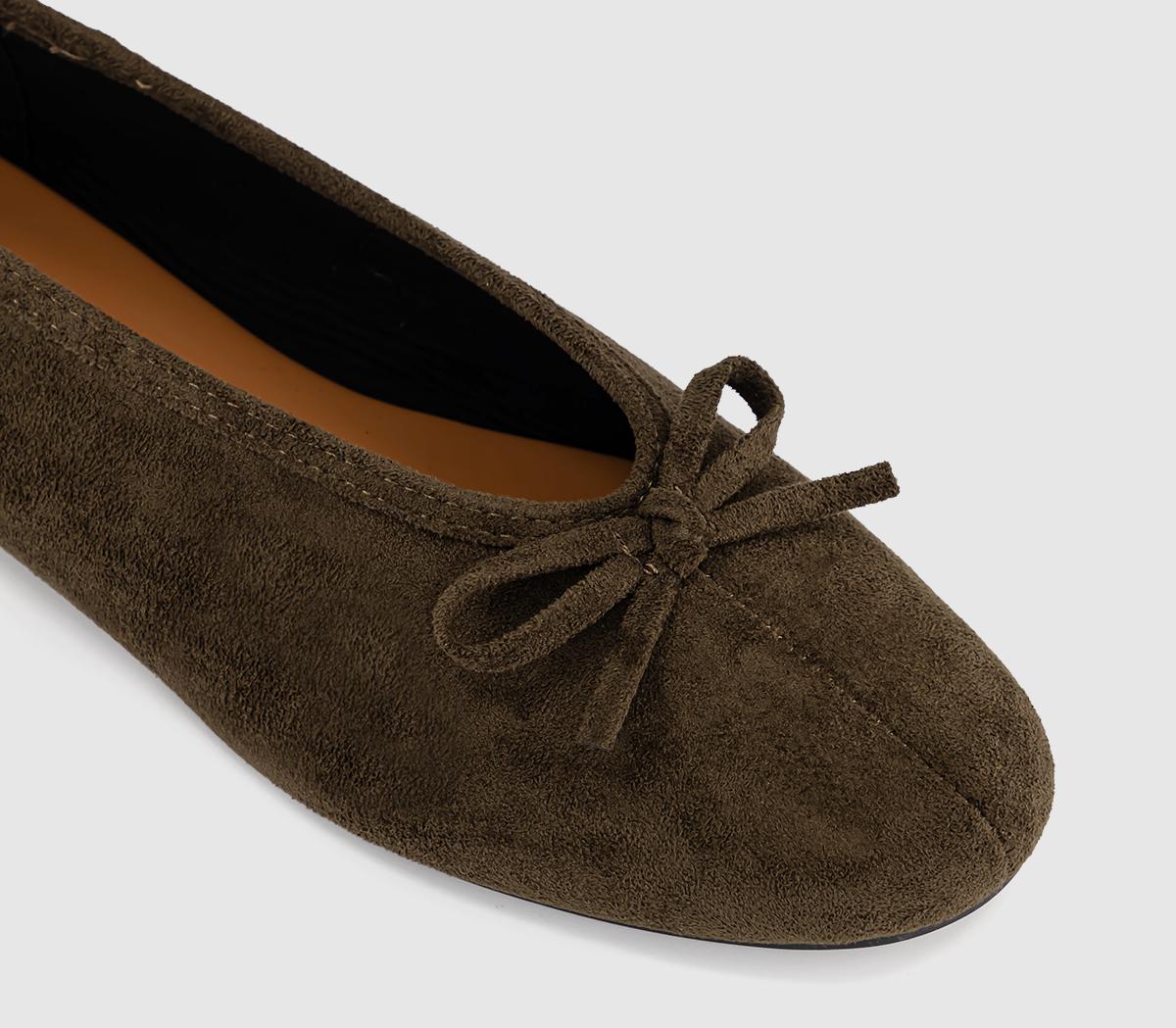 OFFICEFion High Cut Bow Ballet FlatsOlive Faux Suede