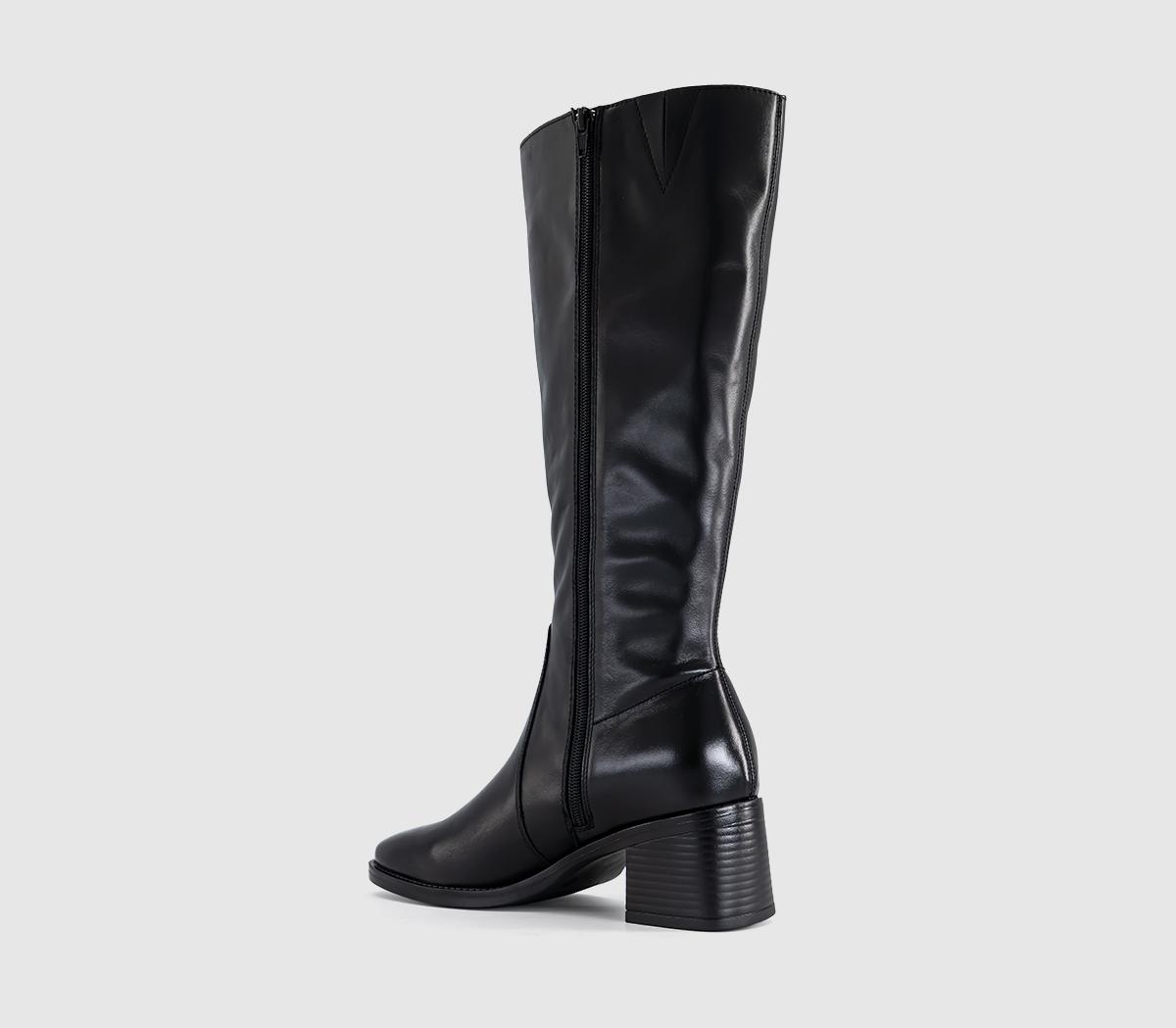 OFFICEKnight Block Heel Knee BootsBlack Leather