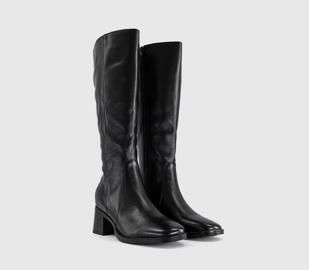 OFFICEKnight Block Heel Knee BootsBlack Leather
