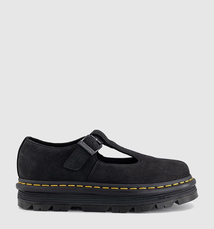 Dr. Martens Zebzag T-bar Shoes Black Nubuck
