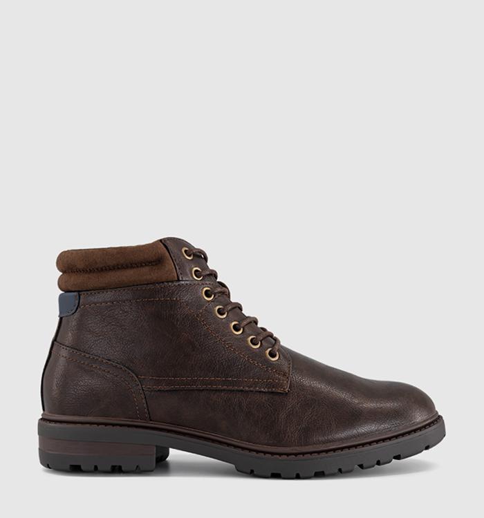OFFICE Brave Casual Lace Up Boots Chocolate