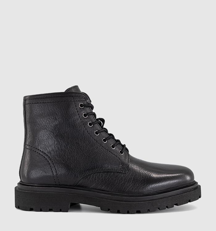 OFFICE Buxton Chunky Lace Up Boot Black Leather