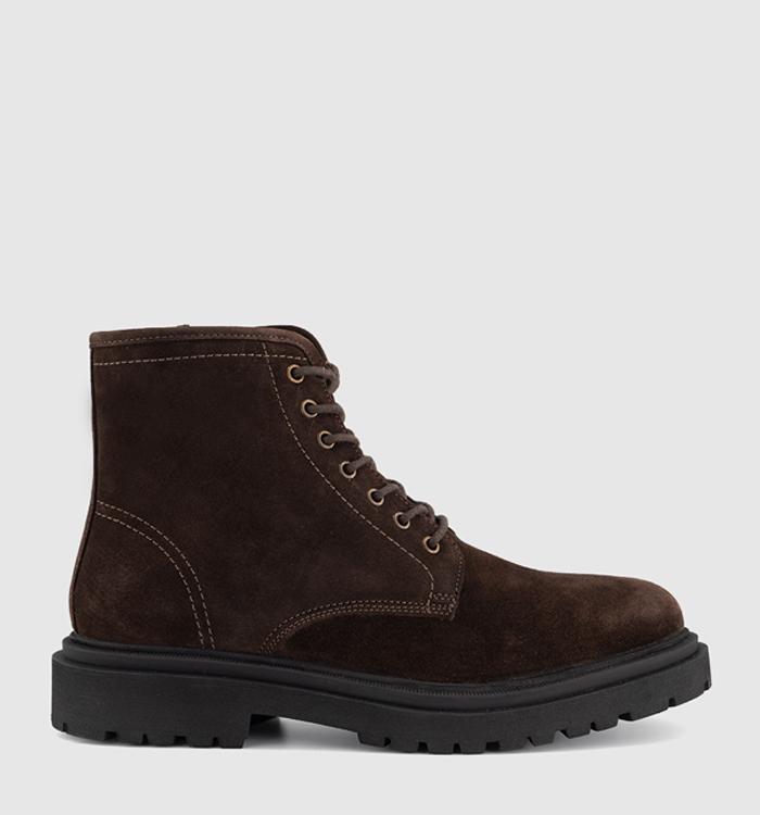 OFFICE Buxton Chunky Lace Up Boot Brown Suede