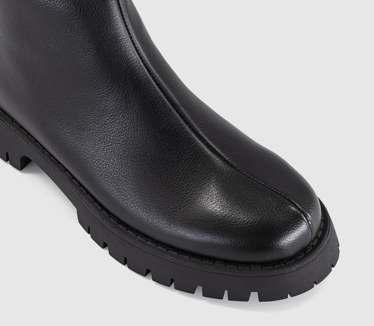 OFFICEAlana Chunky Back Zip BootsBlack Leather