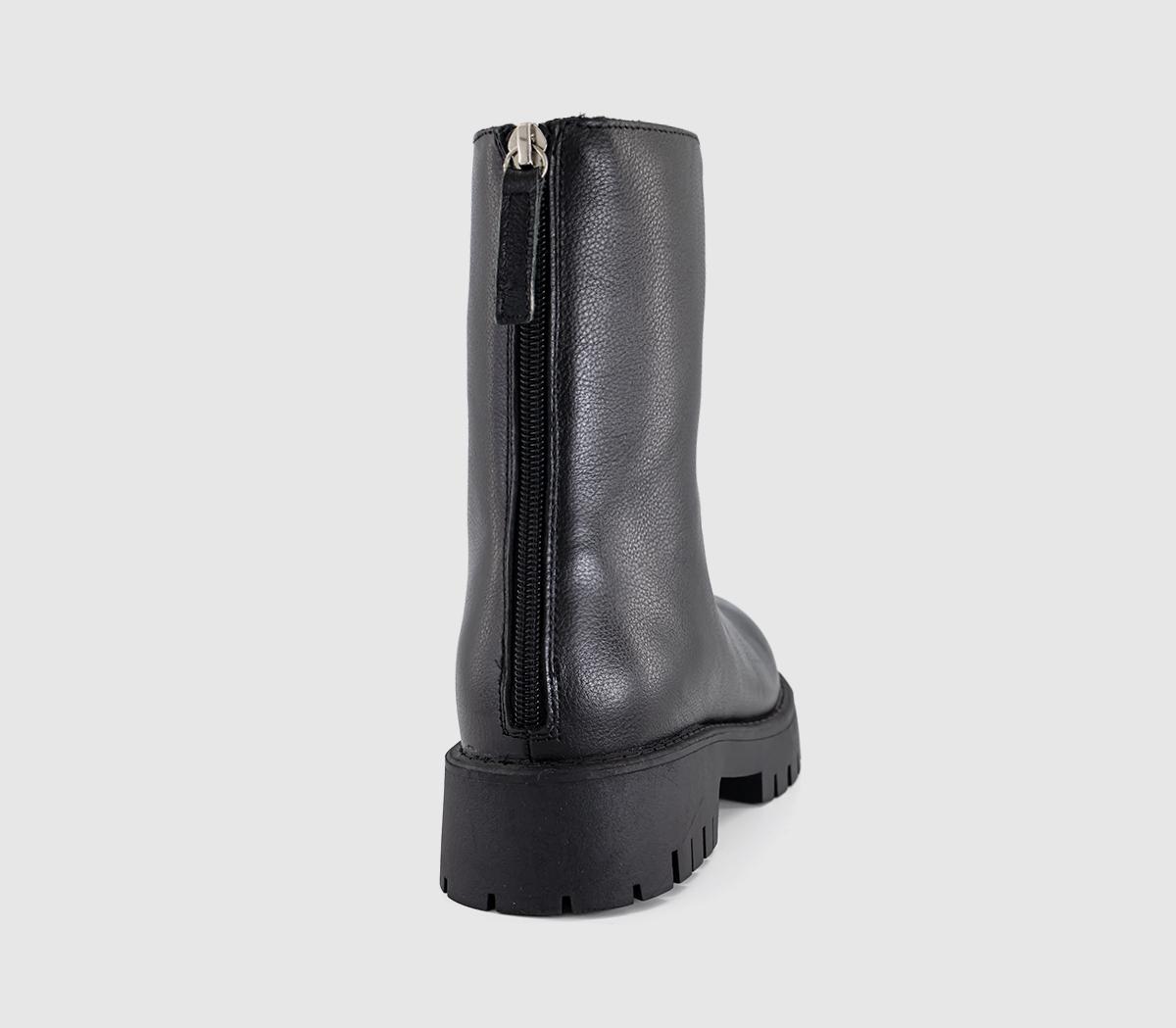 OFFICEAlana Chunky Back Zip BootsBlack Leather