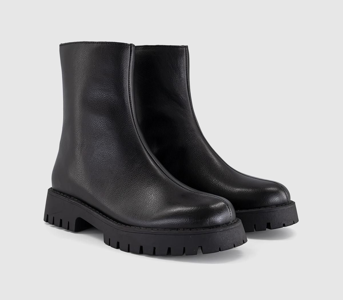 OFFICEAlana Chunky Back Zip BootsBlack Leather