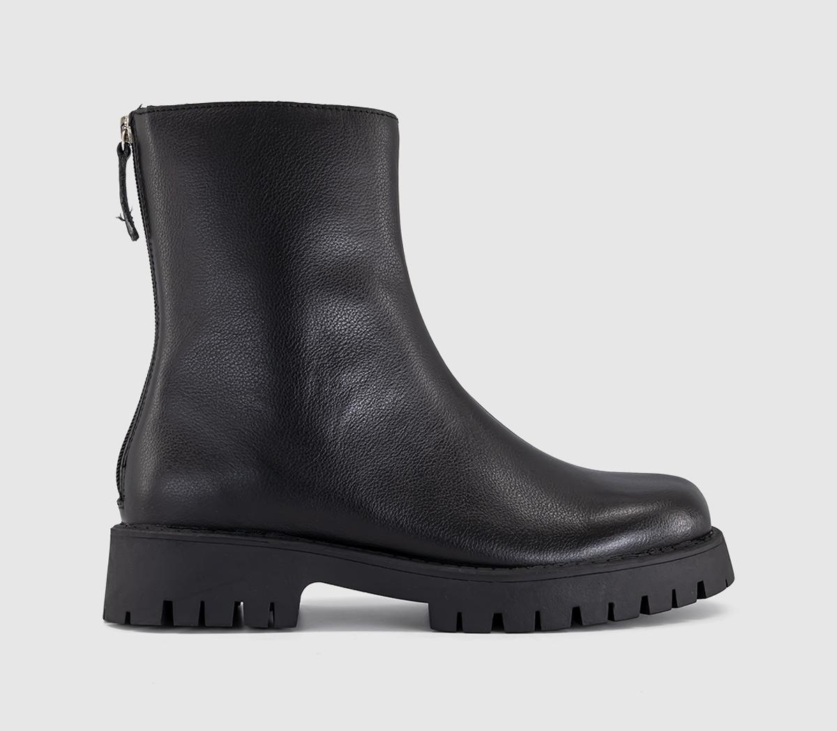 OFFICEAlana Chunky Back Zip BootsBlack Leather