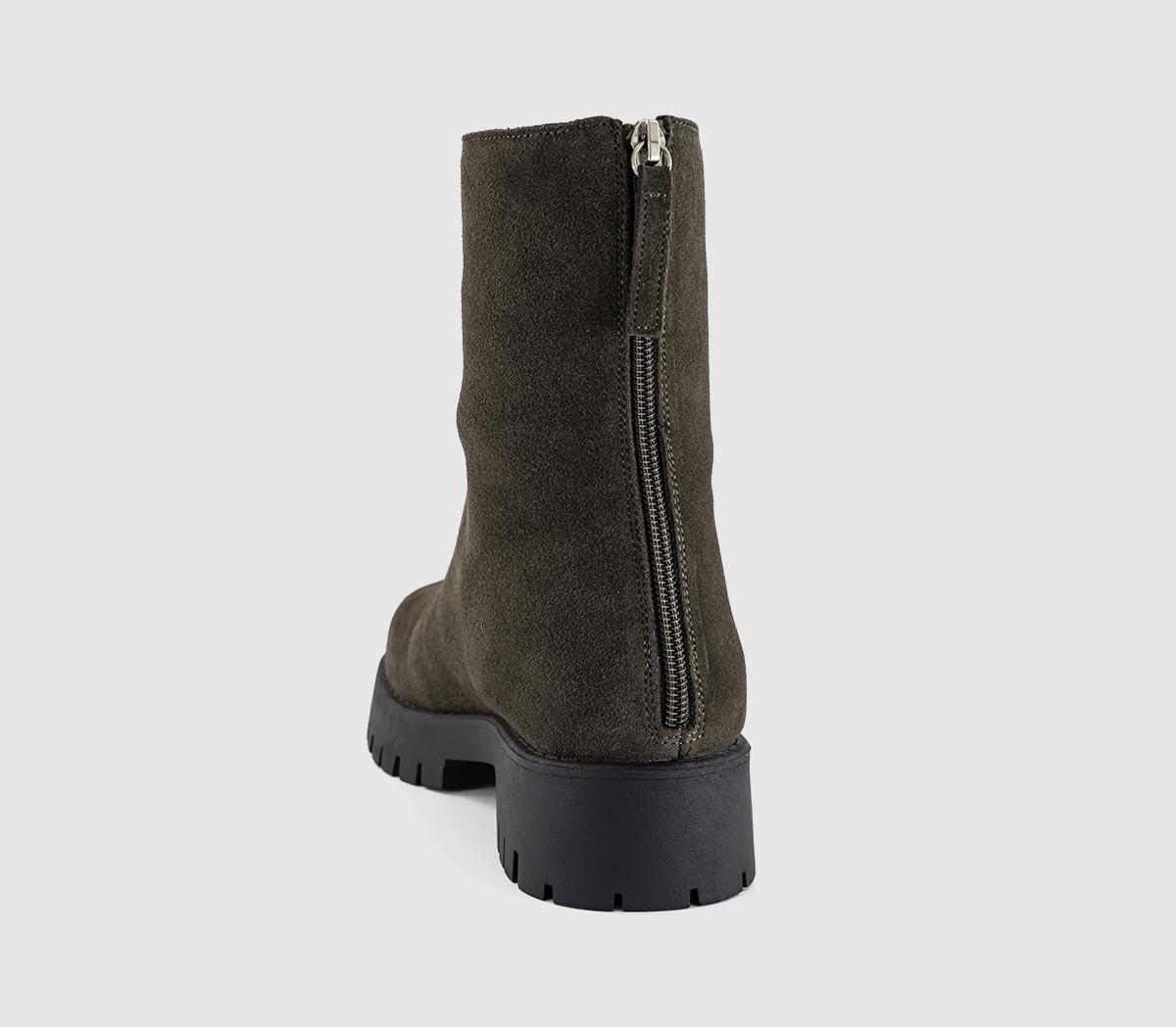 OFFICEAlana Chunky Back Zip BootsOlive Suede