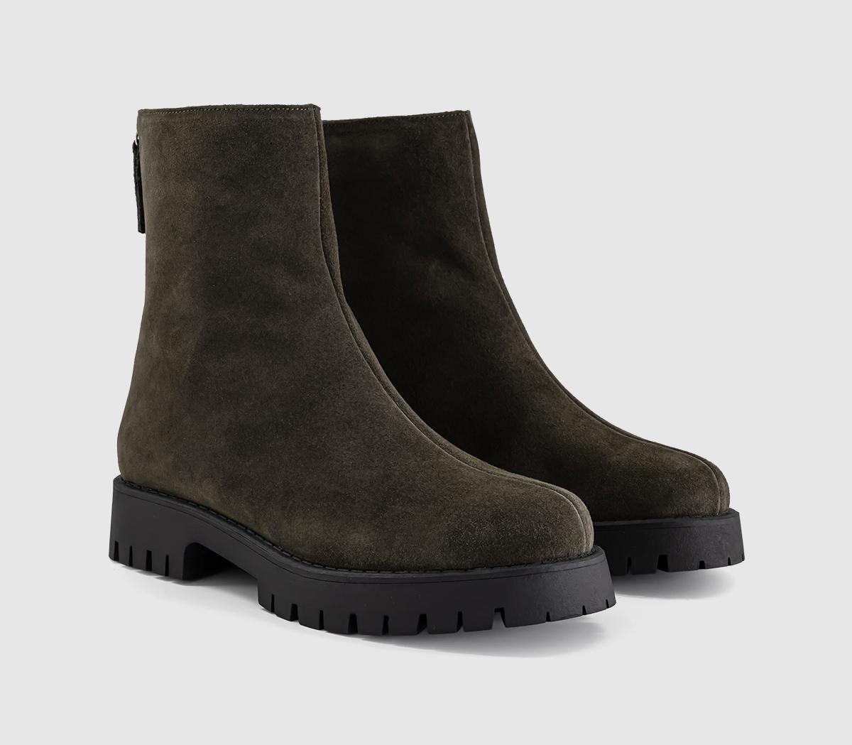 OFFICEAlana Chunky Back Zip BootsOlive Suede