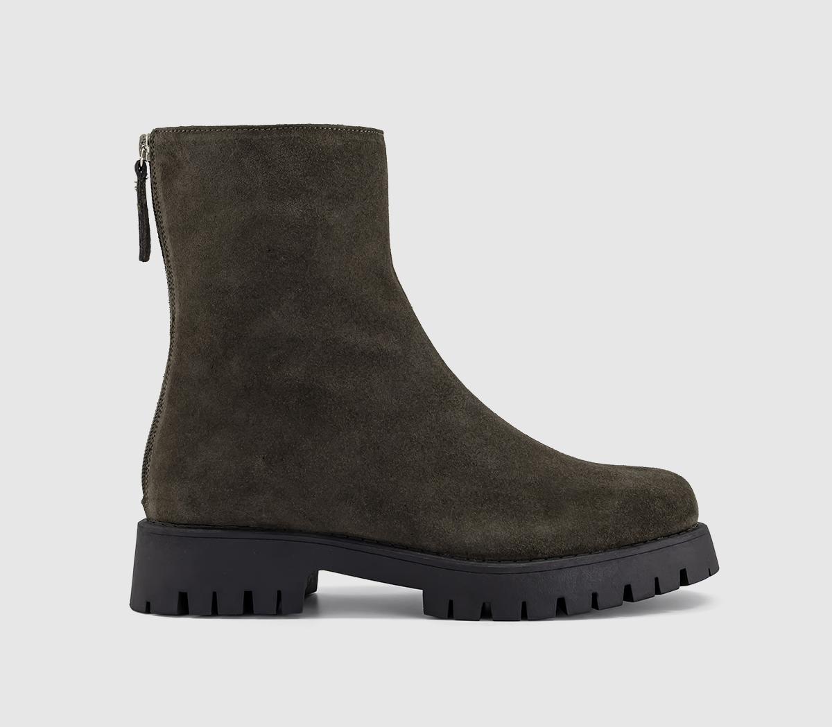 OFFICEAlana Chunky Back Zip BootsOlive Suede