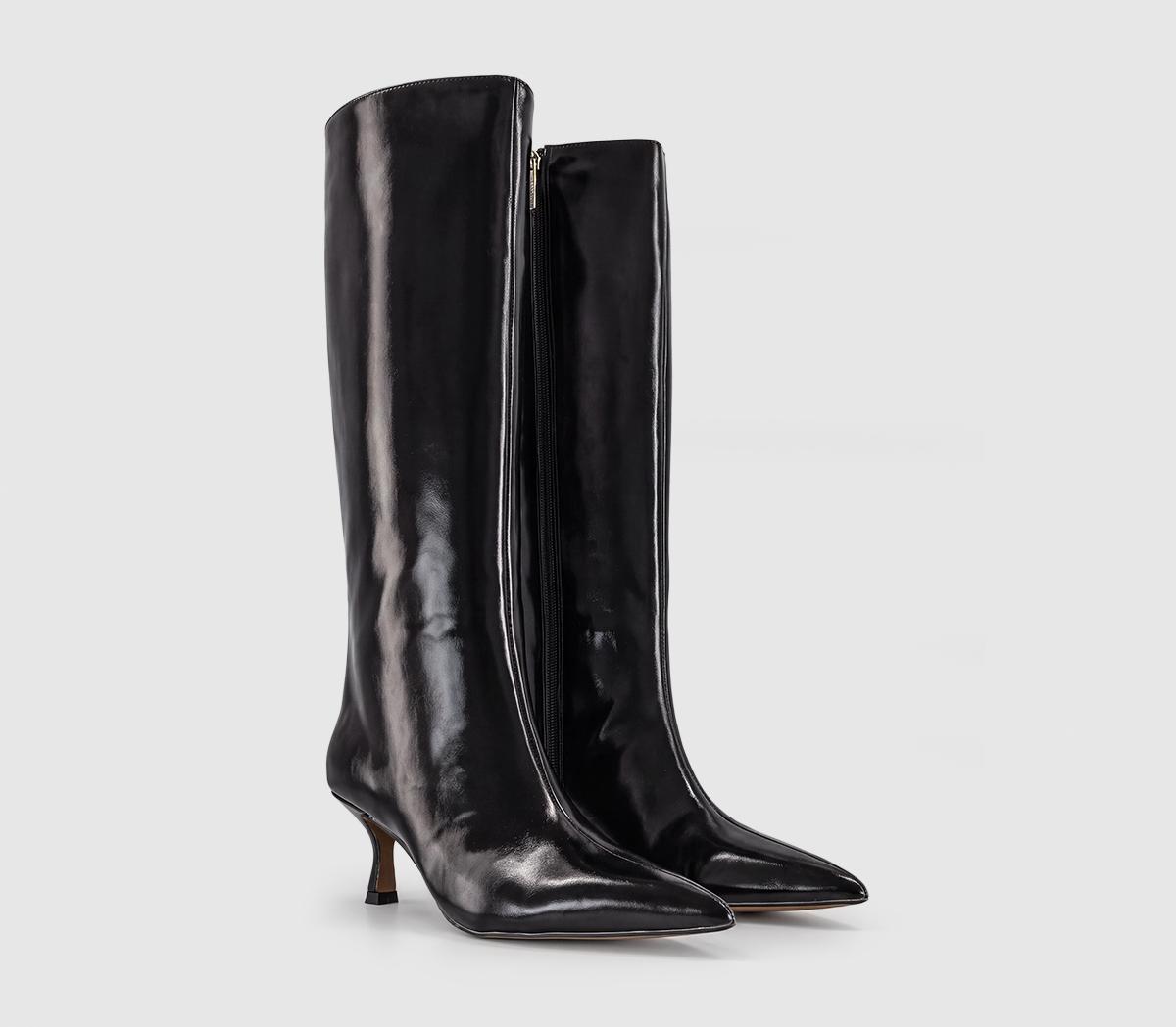 OFFICEKerri - Pointed Flared Heel Knee BootBlack
