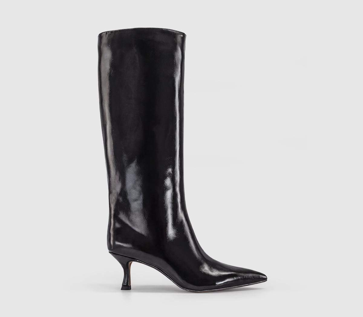OFFICEKerri - Pointed Flared Heel Knee BootBlack