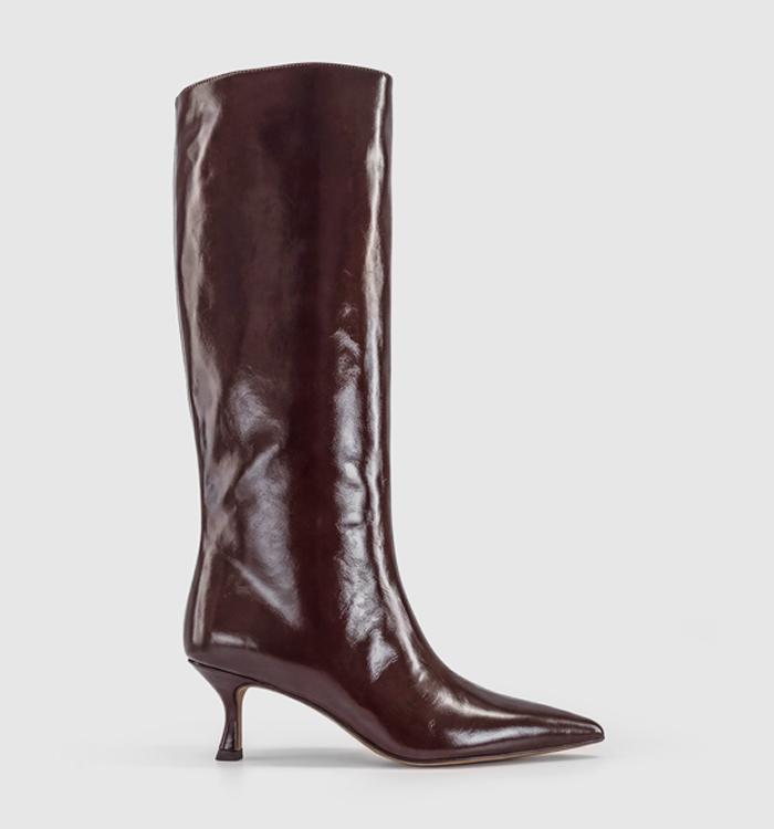 OFFICE Kerri - Pointed Flared Heel Knee Boot Burgundy