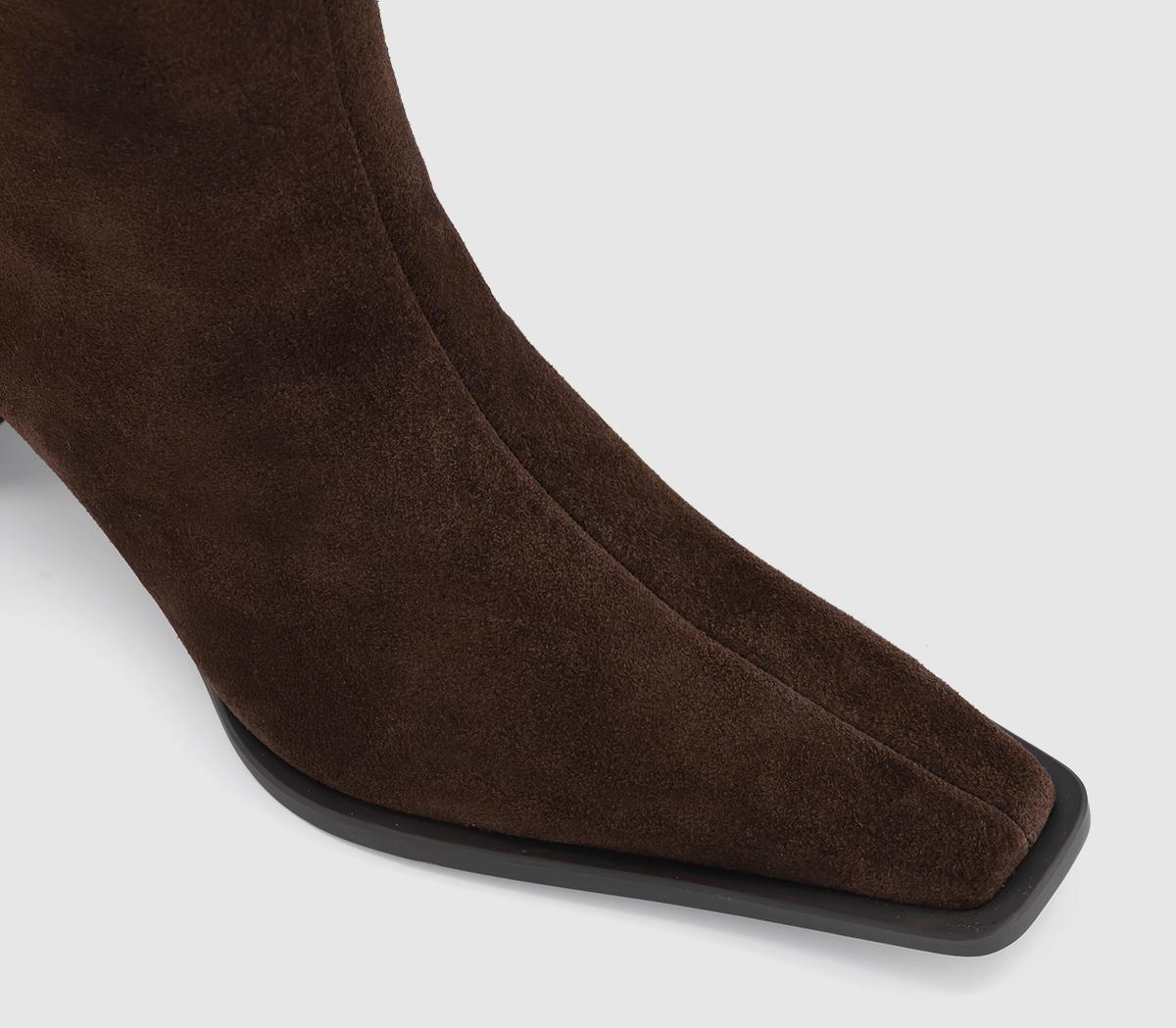 OFFICEAster Chisel Toe Block Heel BootsBrown Suede