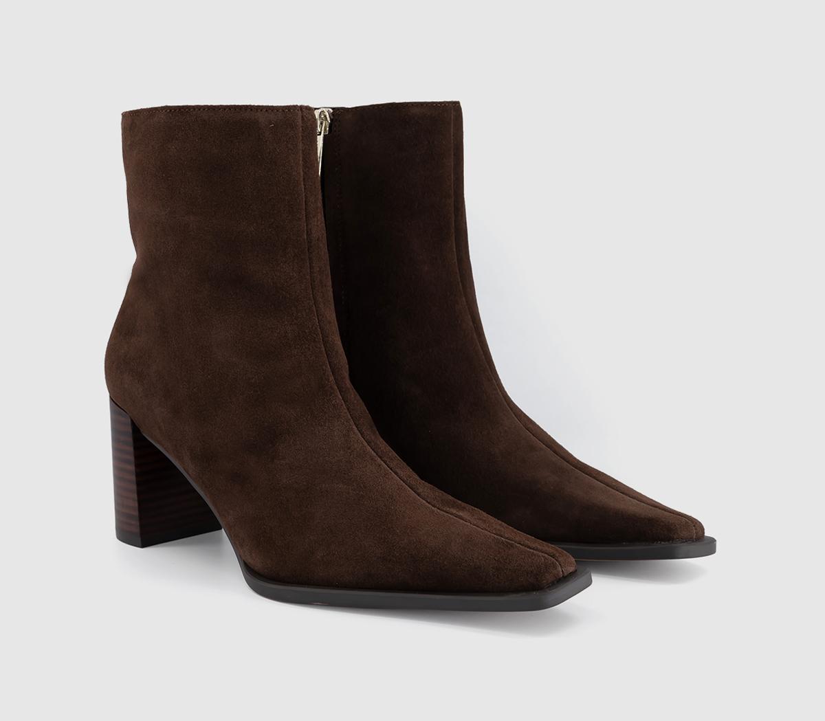 OFFICEAster Chisel Toe Block Heel BootsBrown Suede