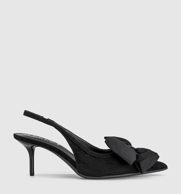 OFFICE Merry Pointed Slingback Bow Court Heel Black
