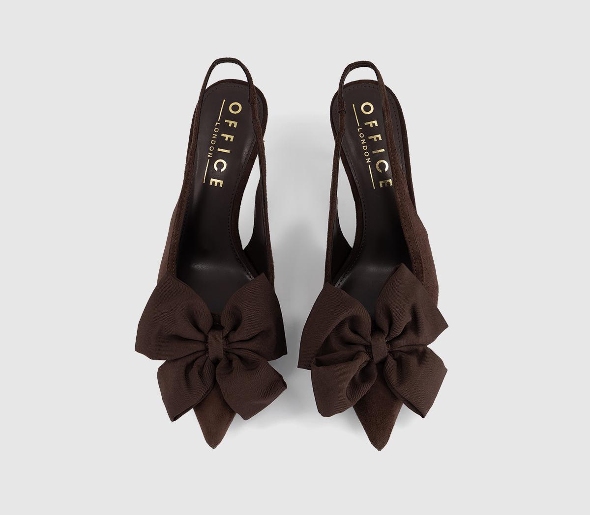 OFFICEMerry Pointed Slingback Bow Court HeelsBrown