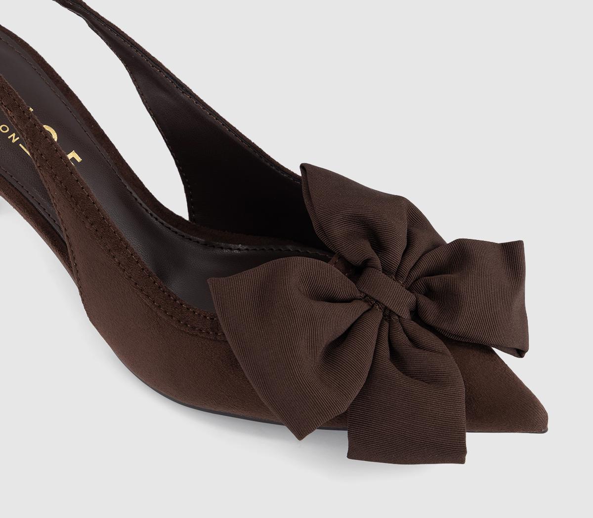 OFFICEMerry Pointed Slingback Bow Court HeelsBrown